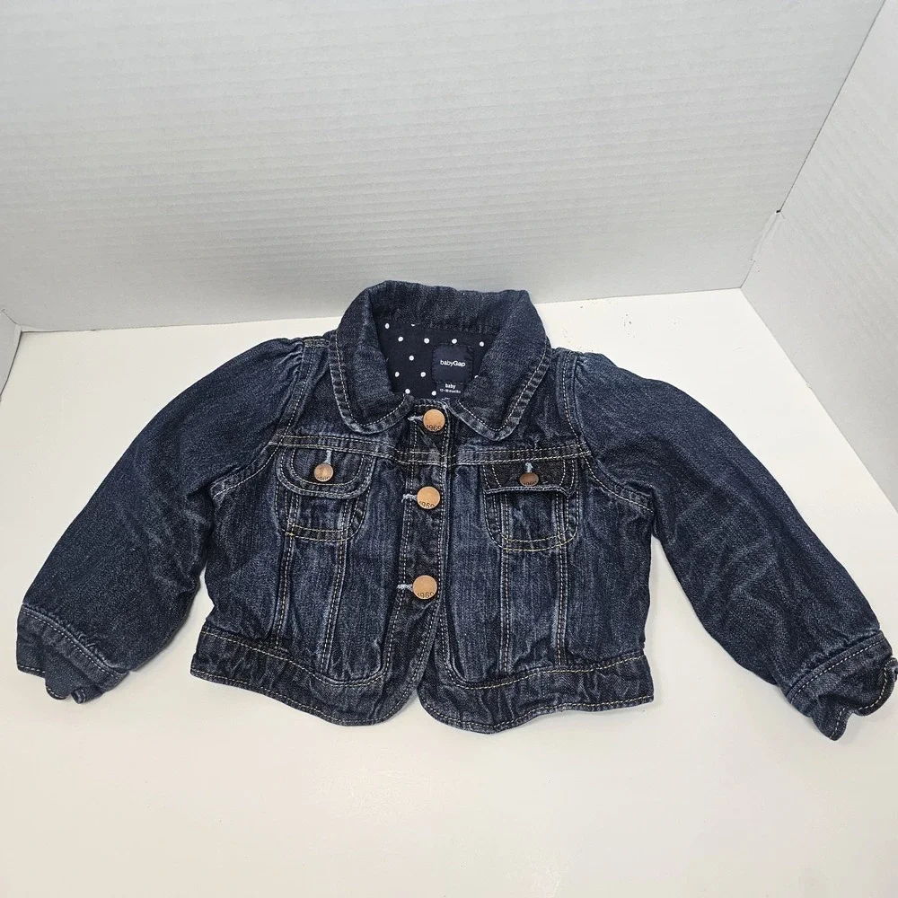 Baby Gap Denim Jacket‎ 12 18 Months Polka Dot Lined Jean Coat